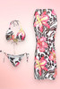 Makena Zebra Print 3 Piece Swimsuit with Long Sarong Skirt.