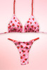 Strawberry Pink Red Two Piece Swimsuit Thong Bikini.