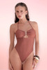 Halter Brown One Piece Swimsuit.