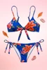 Blue Floral Two Piece Swimsuit.