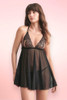 Black Halter Lace Babydoll Lingerie.