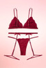 Kayla Red Lace Bralette Garter Belt Set