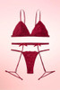 red lace bra and garter belt lingerie set.