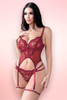 Andrea Red Lace Corset Top with garter belt.