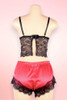 Mari Black Lace Cami Red Shorts Plus Size Pajama Set