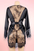 Gwynette Black Satin Lace Plus Size Robe Lingerie