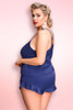 Katrina Navy Satin Plus Size Cami Shorts Set