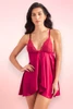 Red Lace Satin Open Front Babydoll.