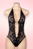 Micheline Black Lace Crotchless Teddy