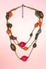 Tiki Multi Strand Wood Beaded Necklace