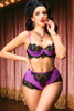 Nadia Purple Satin Bra and Panty Retro Lingerie Set