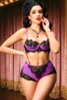 Nadia Purple Satin Bra and Panty Retro Lingerie Set
