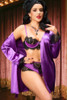 Nadia Purple Satin Lace Robe