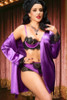 Nadia Purple Satin Lace Robe