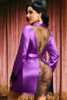 Nadia Purple Satin Lace Robe