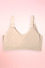 back of Beige seamless ribbed wireless bra.