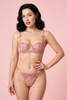 Retro blush pink balconette bra and panty set.