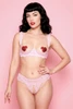 Tatiana Light Pink Lace Open Cup Bra Crotchless Panty Set