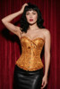 Orange gold brocade bustier corset top.
