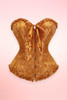 Doris Orange Gold Jacquard Floral Brocade Corset Top
