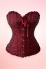 Doris Burgundy Jacquard Floral Brocade Corset Top