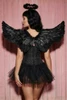 Black Feather Angel Wings Halo Costume Accessory Set
