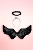 Black Feather Angel Wings Halo Costume Accessory Set
