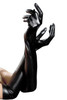 Black Vinyl Wet Look Metallic 19" Long Opera Gloves