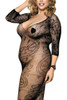 Black Paisley Off Shoulder Fishnet  Full Body Stockings Plus Size