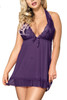 Brook Purple Lace Halter Fly Away Babydoll