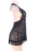 Brook Black Lace Halter Fly Away Babydoll Lingerie