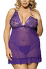 Brook Purple Lace Halter Fly Away Babydoll PLUS