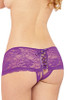 Purple Hipster Lace-up Open Crotch Thong