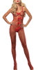 Red Fencenet Black Satin Ribbon Full body Stockings