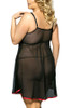 Josie Baby Pink Black Lace Sheer Babydoll Plus Size