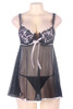 Josie Baby Pink Black Lace Sheer Babydoll Plus Size