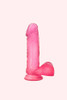8 inches Pink Jelly Dildo with Balls unceonsored