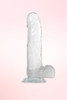8 inches  clear jelly dildo with balls and suction cup base