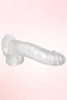 8 inches  clear jelly dildo with balls and suction cup base side view
