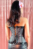 Sabrina Black Ruffle Satin Sweetheart Corset 