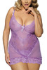 Julia Lavender Floral Lace Chemise Lingerie Plus Size