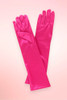 Long Fuchsia Pink Satin Gloves 14 Inches