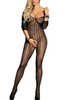 Lia Black Vertical Off Shoulder Body Stockings