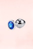 stainelss steel metal butt plug in blue sapphire small