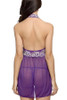 Purple Ada Embroidered Halter Lace Babydoll