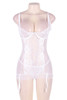 White Polkadotted Mesh Garter Chemise