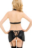 Dee Sheer Strappy Bra Faux Leather Garter Skirt Lingerie Set