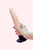 Jax Realistic Dildo Vibrator Soft Skin Feel with Strong Suction Cup Actual product photo held in hand for size comparison