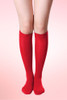 Red plain Over the knee socks