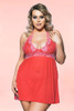 Ada Red Plus Size Nighties Babydoll Lingerie  worn by a model front view 